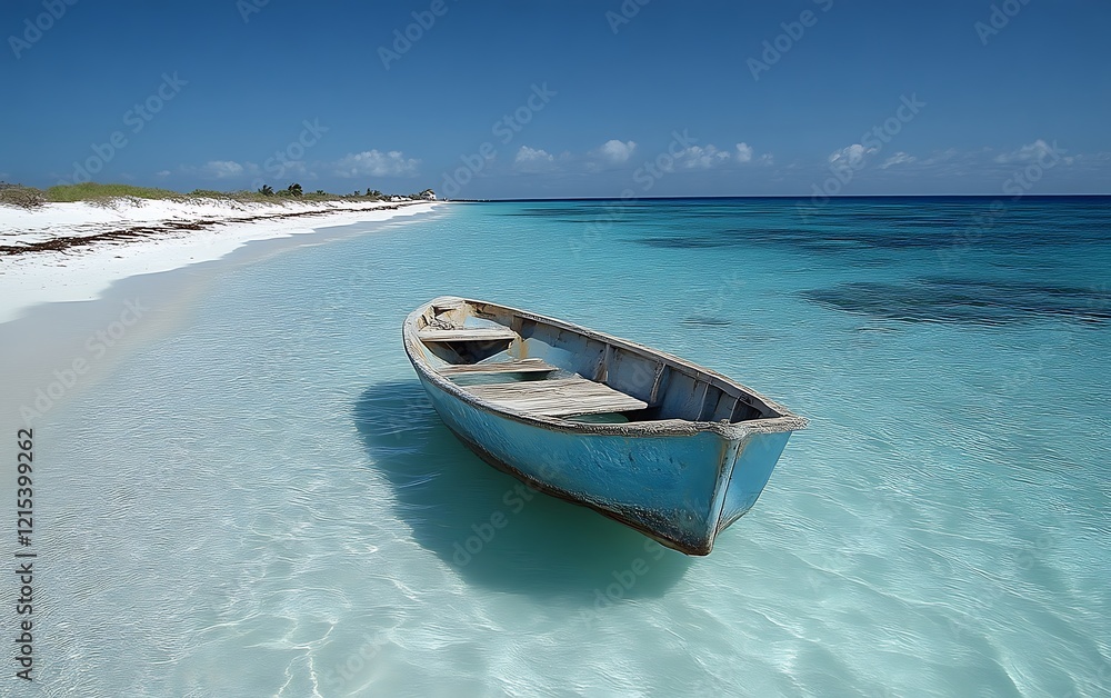 Solitary boat on a pristine beach. Solitary boat on a pristine beach.
