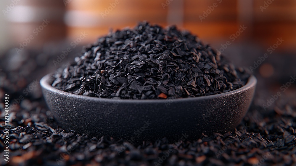 Black tea leaves bowl, kitchen, rustic background, food blog Black tea leaves bowl, kitchen, rustic background, food blog