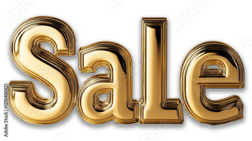 Elegant Gold Sale Text for Luxury Retail Promotions and Discounts on Transparent Background 3