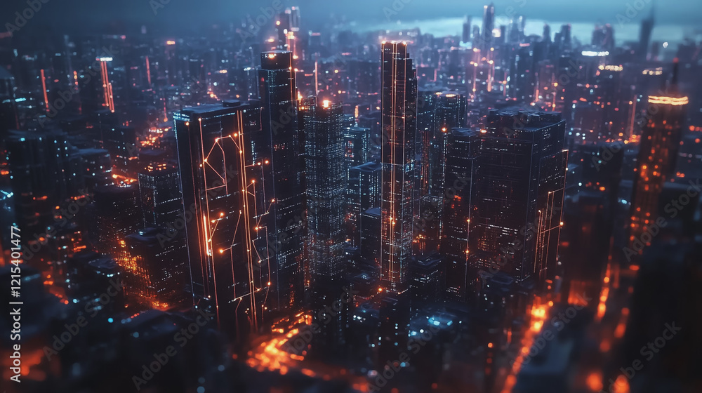 Smart digital Innovation city with connection network reciprocity over the twilight cityscape. of future smart wireless digital city and social media networking systems that connects people with city
Smart digital Innovation city with connection network reciprocity over the twilight cityscape. of future smart wireless digital city and social media networking systems that connects people with city