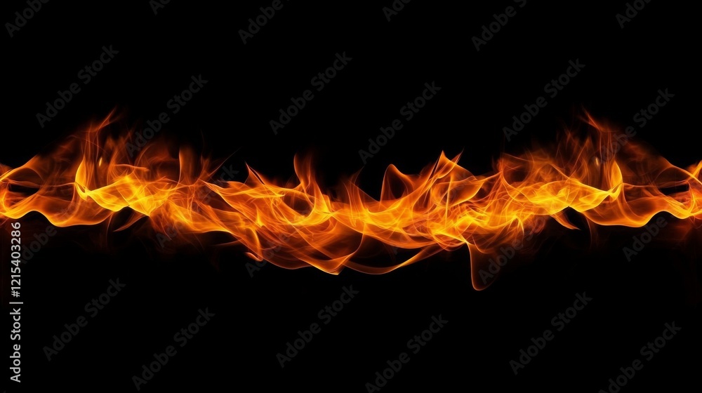 Fototapeta premium Fire flames on black background
