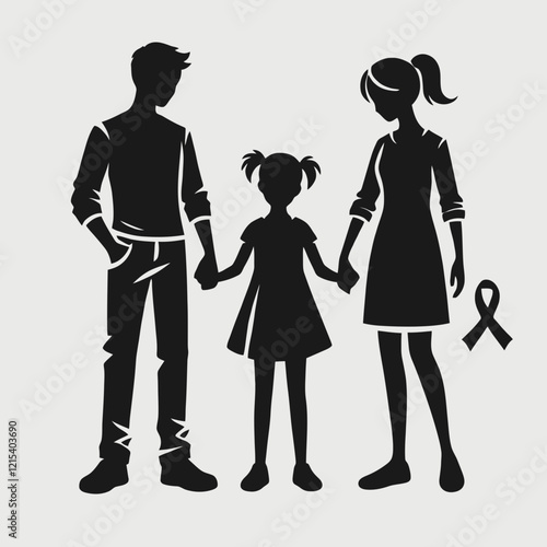 Family Silhouette in black on a white background