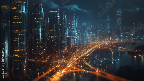 Wallpaper Mural Smart digital Innovation city with connection network reciprocity over the twilight cityscape. of future smart wireless digital city and social media networking systems that connects people with city
 Torontodigital.ca