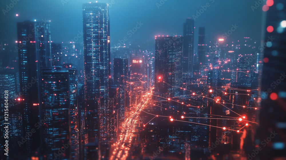 Smart digital Innovation city with connection network reciprocity over the twilight cityscape. of future smart wireless digital city and social media networking systems that connects people with city
Smart digital Innovation city with connection network reciprocity over the twilight cityscape. of future smart wireless digital city and social media networking systems that connects people with city
