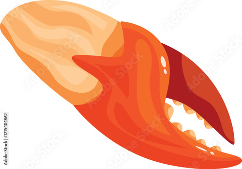 Single cooked crab claw isolated on white background, showcasing tender white meat, representing a popular seafood delicacy