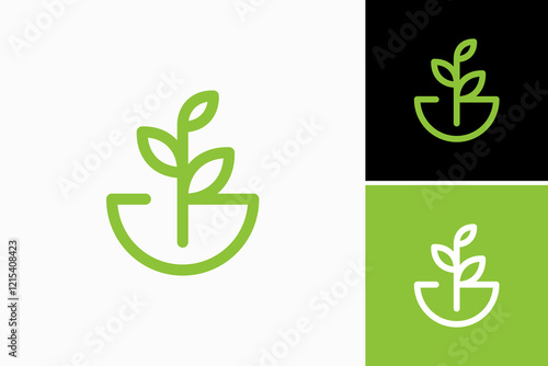 letter g with plant logo design vector