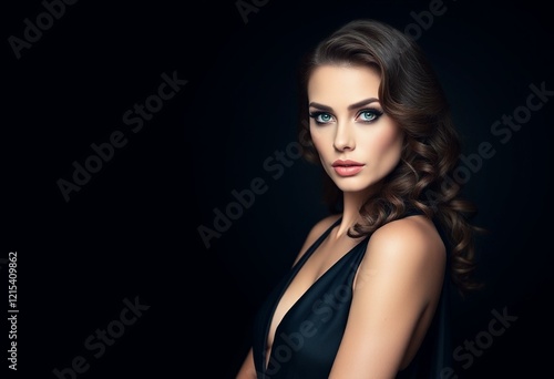 Wallpaper Mural Glamorous woman in black evening gown Torontodigital.ca