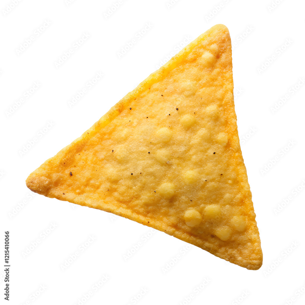 A tortilla chip, triangle potato chip isolated on transparent background, PNG A tortilla chip, triangle potato chip isolated on transparent background, PNG