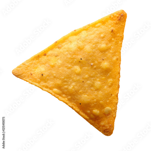 A tortilla chip, triangle potato chip isolated on transparent background, PNG