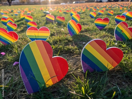 Panoramic Rainbow Hearts: LGBTQ+ Valentine's Day Celebration photo