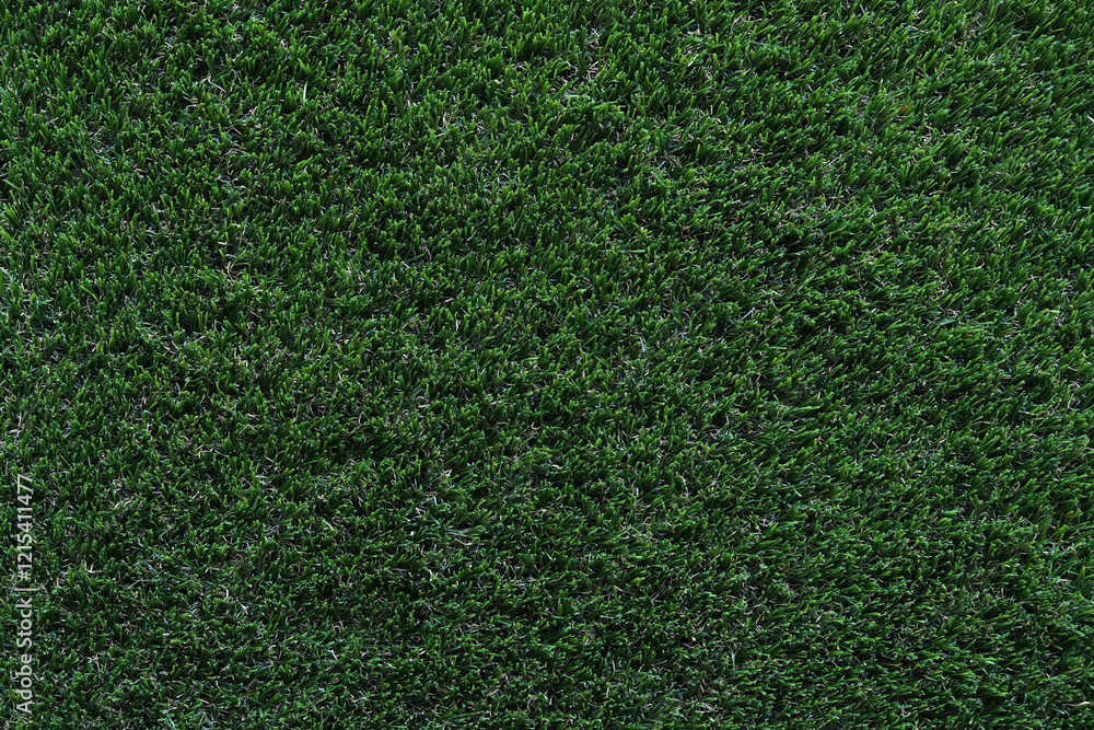 Fototapeta premium Natural green grass. Texture of football field surface, close-up. Manicured lawn. Sports games outdoors. Soccer pitch surface, football grass. Empty space, design element.