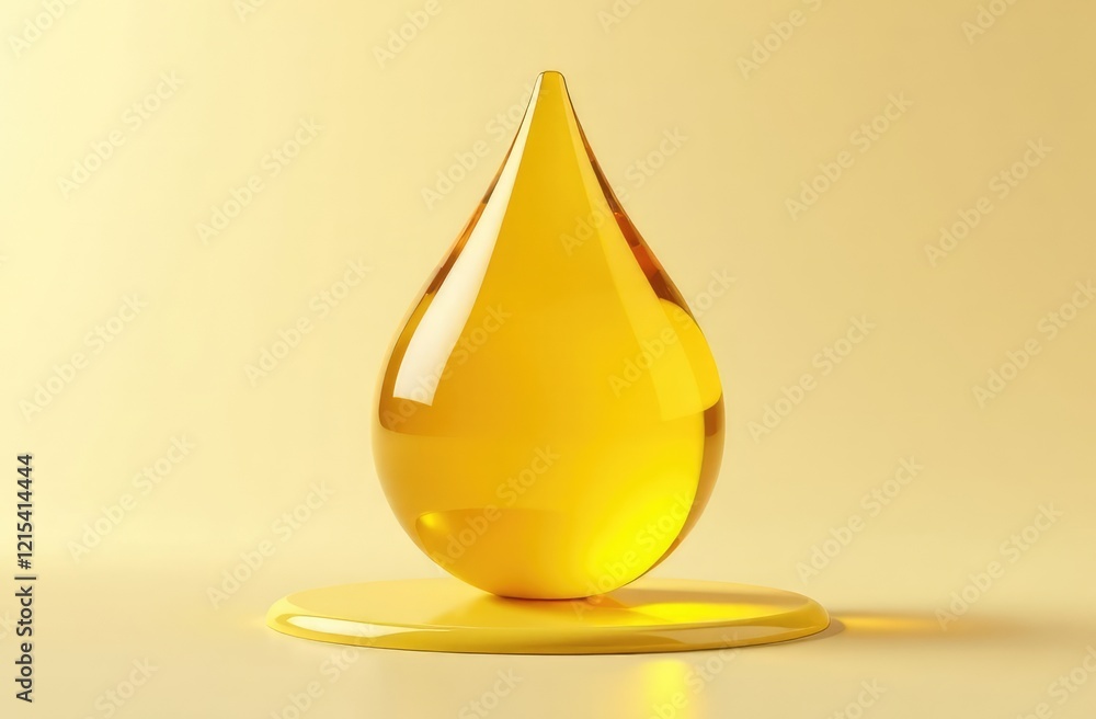 Fototapeta premium Olive or fuel Golden Oil drop, Cosmetic Liquid