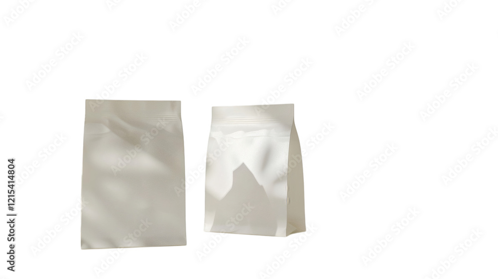 White paper bag with clean lines and soft shadows isolated on a white background 3D render White paper bag with clean lines and soft shadows isolated on a white background 3D render
