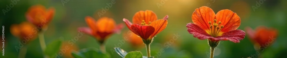 Delicate nasturtium petals unfolding in morning dew, plant life, petals Delicate nasturtium petals unfolding in morning dew, plant life, petals
