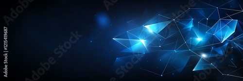 A dynamic and futuristic abstract background featuring glowing blue lights and intricate geometric patterns, perfect for tech-related designs and digital concepts. photo