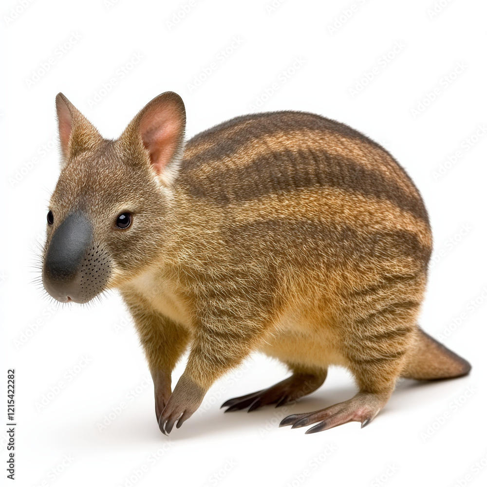 Obraz premium Striped Bandicoot standing, isolated on white.