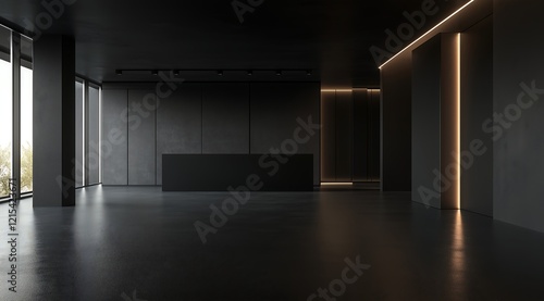 Contemporary Elegance: Industrial Concrete and Glass Office,A High-End Professional Atmosphere with Warm Lighting.Generative AI 現代のエレガンス:工業風コンクリートとガラスのオフィス,暖かい照明で高級感あるプロフェッショナルな雰囲気.Generative AI
