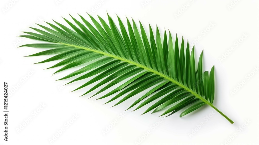 Fototapeta premium green Coconut palm leaf on white background, leaf, leaves, tropical background