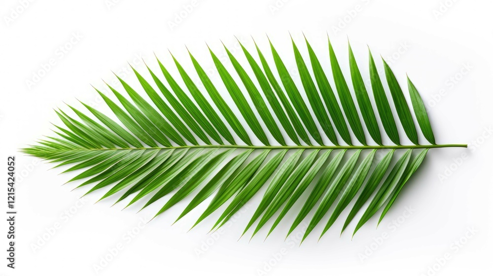Fototapeta premium green Coconut palm leaf on white background, leaf, leaves, tropical background