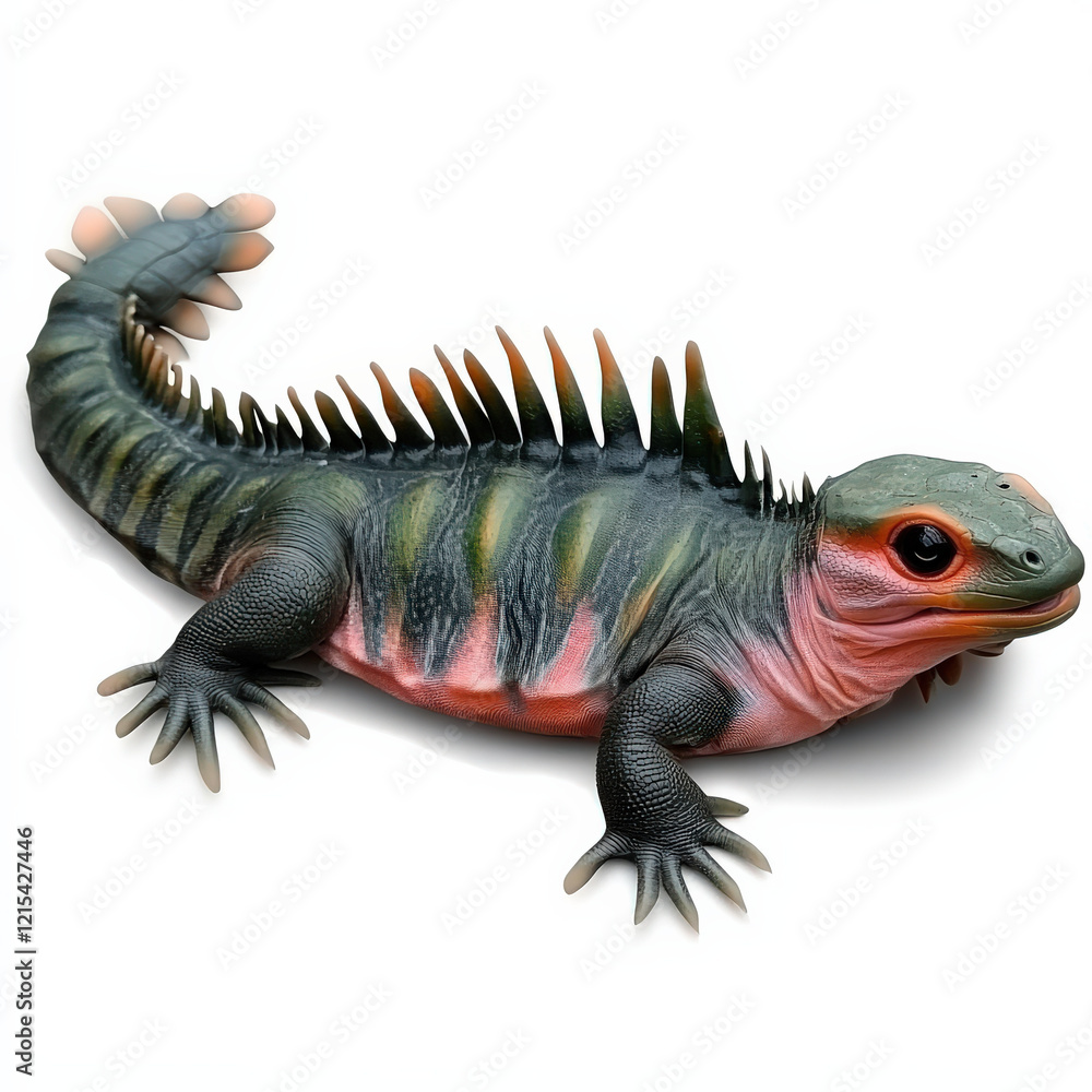 Obraz premium Spiked, colorful lizard, reptilian fantasy creature.