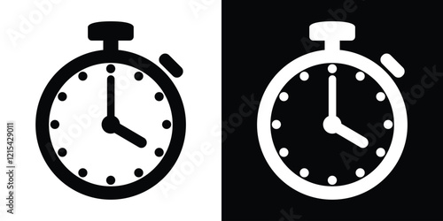 Stopwatch icon. Line and glyph stopwatch timer. Countdown timer