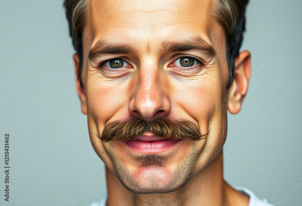 Portrait of a man with moustache looking directly at the camera Portrait of a man with moustache looking directly at the camera