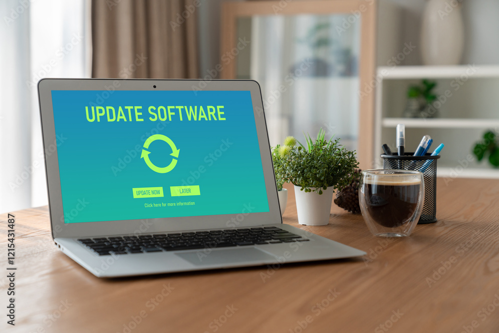 Fototapeta premium Software update on computer for modish version of device software upgrade