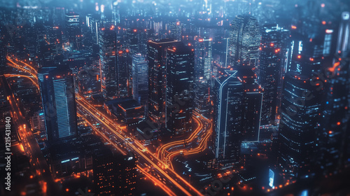 Wallpaper Mural Smart digital Innovation city with connection network reciprocity over the twilight cityscape. of future smart wireless digital city and social media networking systems that connects people with city Torontodigital.ca