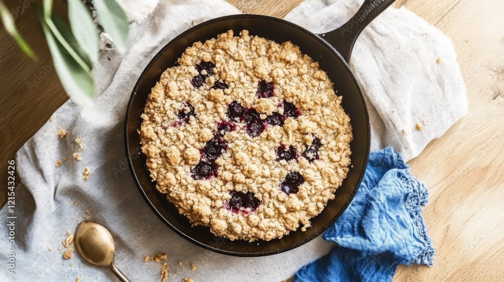 vegan cherry crumble in a skillet vegan cherry crumble in a skillet