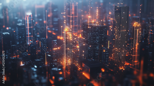 Wallpaper Mural Smart digital Innovation city with connection network reciprocity over the twilight cityscape. of future smart wireless digital city and social media networking systems that connects people with city Torontodigital.ca