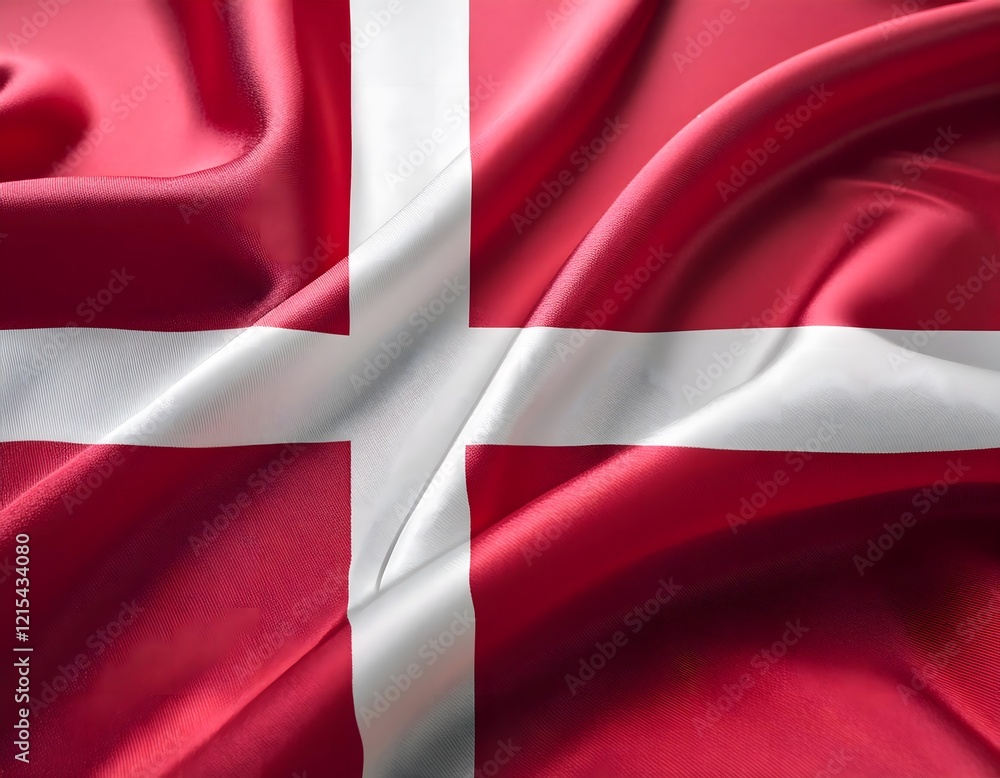 Obraz premium Vibrant Denmark flag waving with luxurious satin texture - Patriotic and cultural symbol