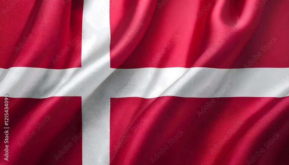 Vibrant Denmark flag waving with luxurious satin texture - Patriotic and cultural symbol Vibrant Denmark flag waving with luxurious satin texture - Patriotic and cultural symbol