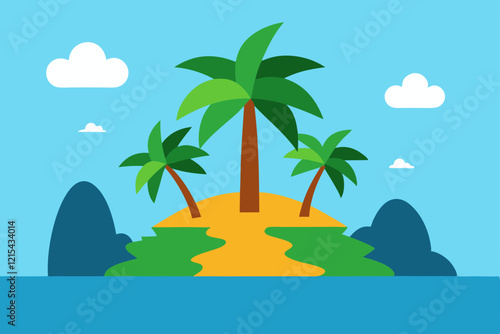 tropical island with palm trees