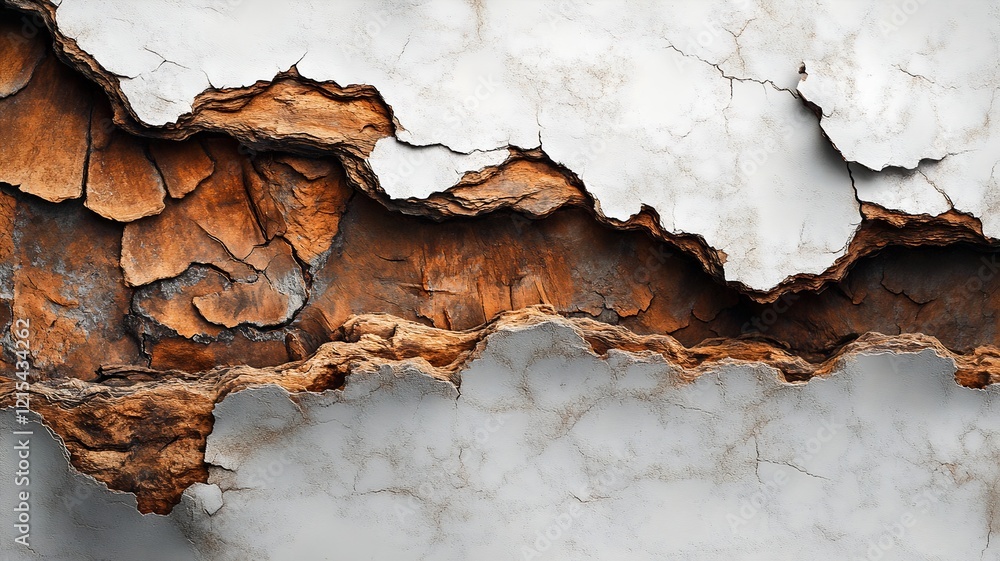 Naklejka premium Cracked Weathered Rustic Grunge Textured Abstract Background with Peeling Paint and Aged Patina