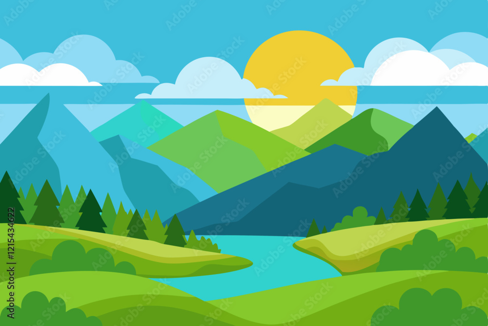landscape with mountains and blue sky landscape with mountains and blue sky