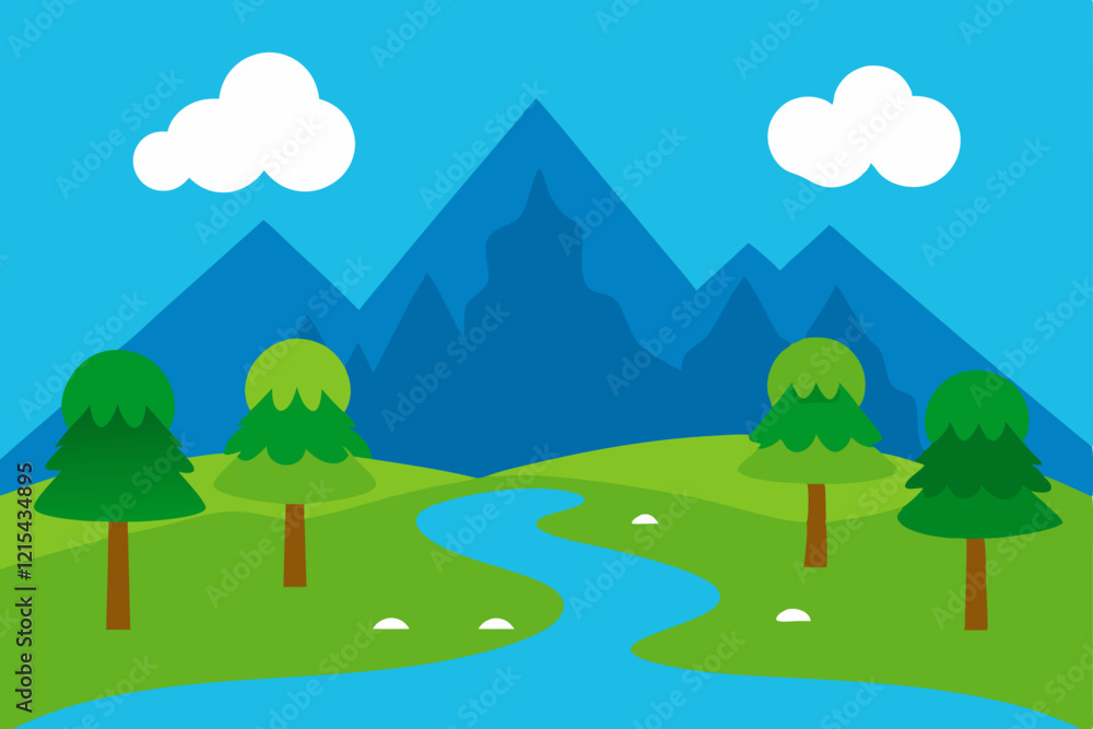 landscape with mountains and trees landscape with mountains and trees