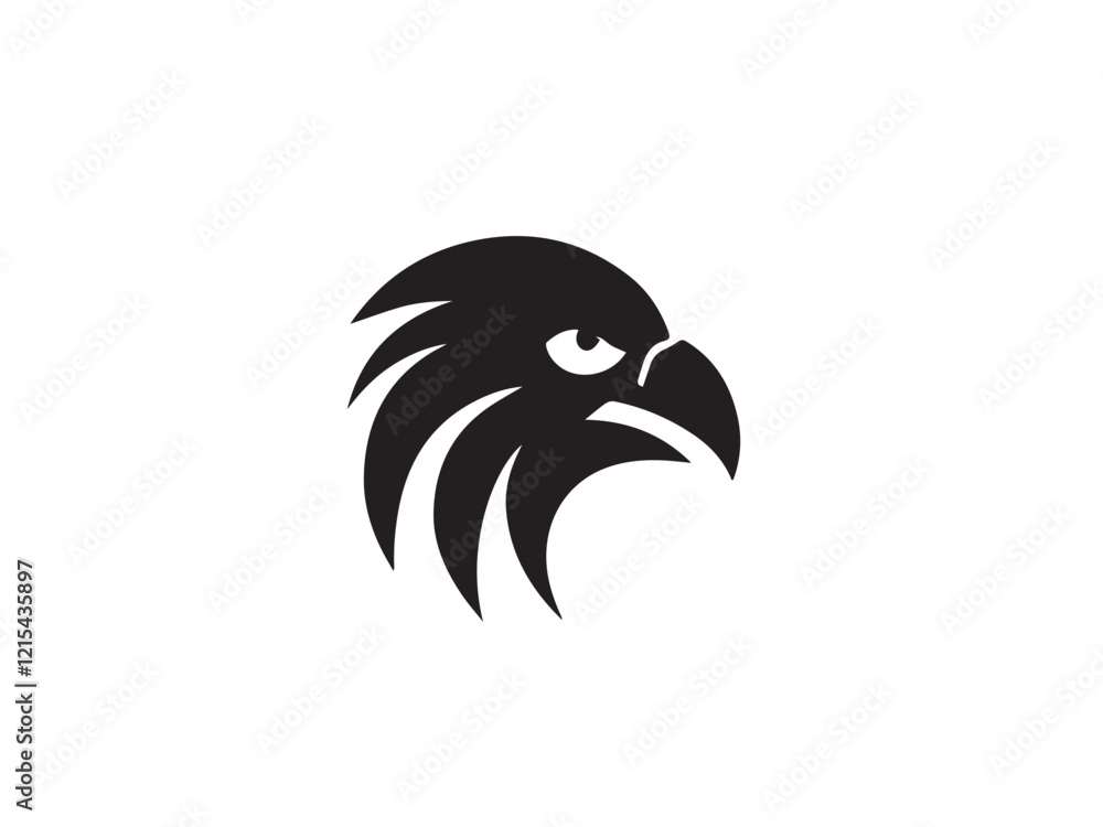 Obraz premium Logo of an eagle in black and white with a vector design. Black Eagle silhouette isolated on white background. Eagle head vector illustration.