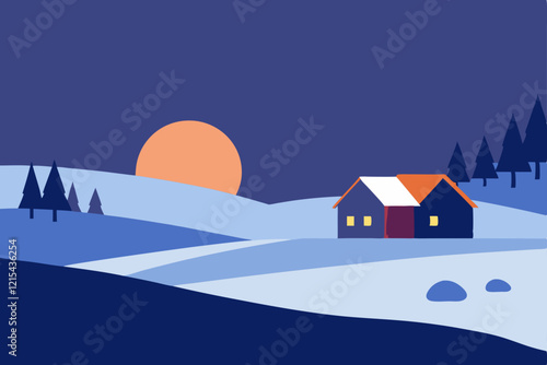 winter landscape with house