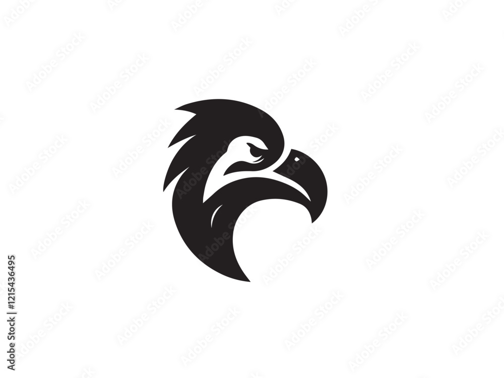 Obraz premium Logo of an eagle in black and white with a vector design. Black Eagle silhouette isolated on white background. Eagle head vector illustration.