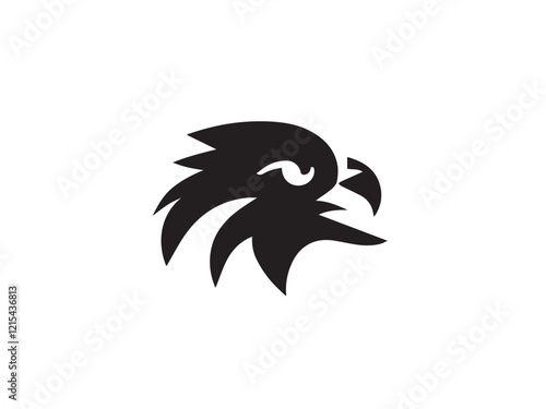 Logo of an eagle in black and white with a vector design. Black Eagle silhouette isolated on white background. Eagle head vector illustration. photo