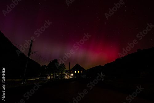 Polarlichter über Bahnhof in Wasserauen photo