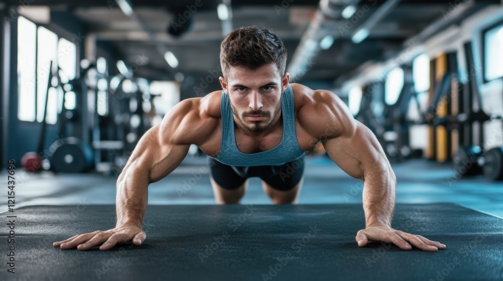 people doing pushup training in gym. people doing pushup training in gym.