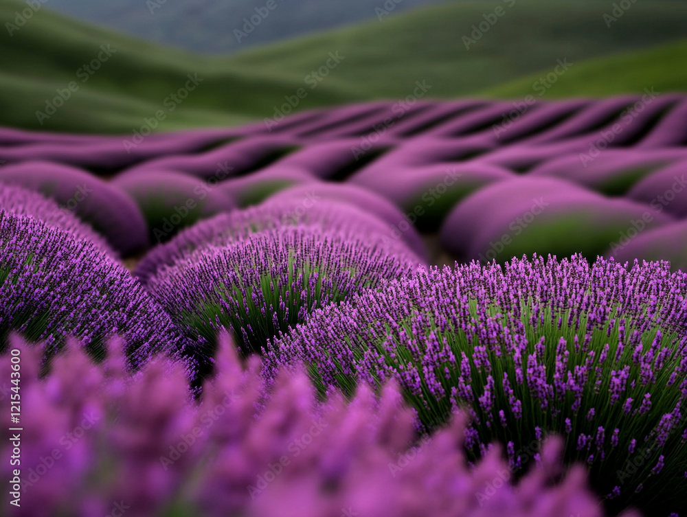 Naklejka premium Lavender fields bloom under the sun in spring