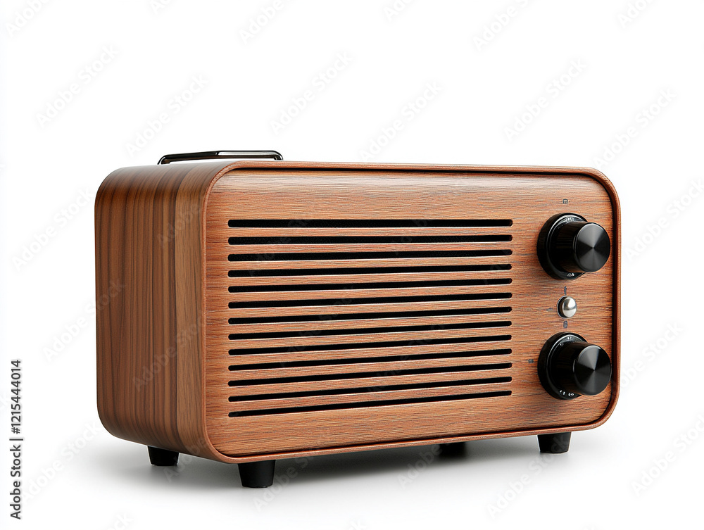 Fototapeta premium Vintage radio with wood finish and classic knobs