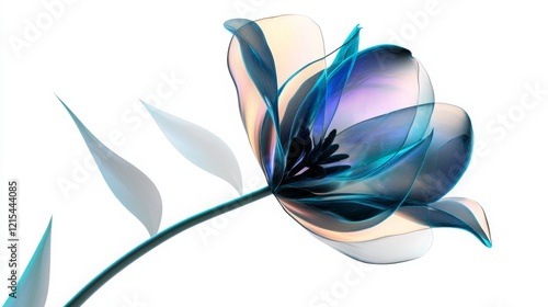 Wallpaper Mural Tulip or peony Chrome liquid dreamcorel flower. 3D render, modern design. Isolated holographic futuristic floral icon. Y2K, brutalism retro futurism concept. Torontodigital.ca