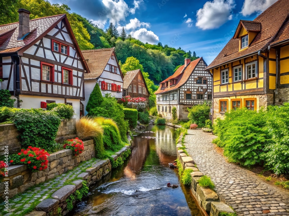 Rustic Charm: A Tranquil Village in the Franconian Forest, Germany Rustic Charm: A Tranquil Village in the Franconian Forest, Germany