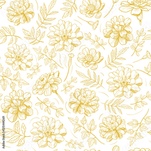 Seamless pattern, illustration mimosa, plant, vector sketches set, hand drawn floral design