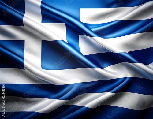 Obraz na plátně Vibrant Greece flag waving with luxurious satin texture - Patriotic and cultural