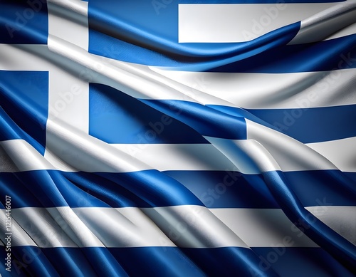 Fotografie Vibrant Greece flag waving with luxurious satin texture - Patriotic and cultural