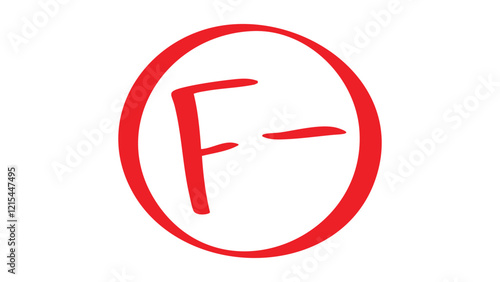 F- Grade Symbol – Handwritten Academic Mark in Red Circle